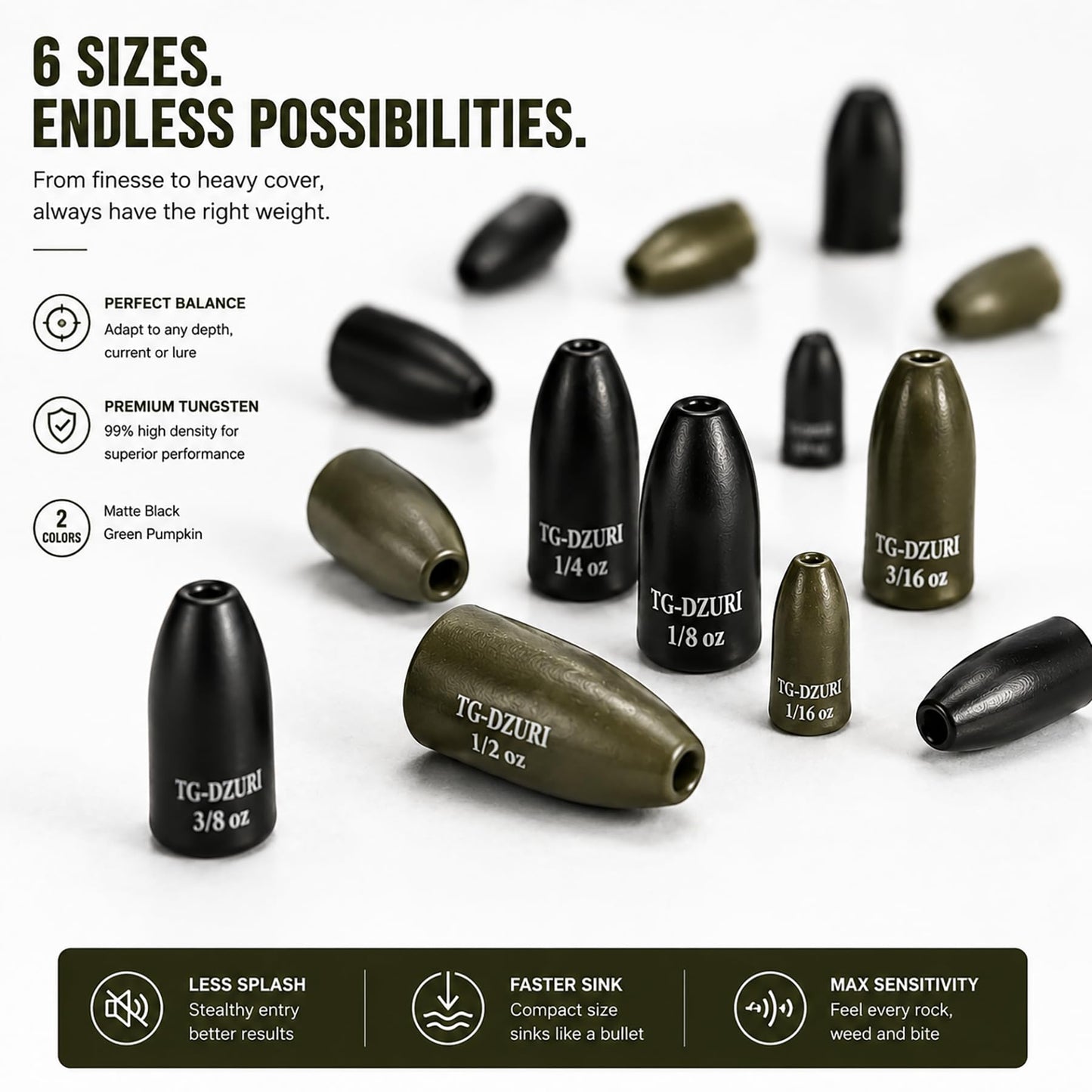 Tungsten Bullet Fishing Weights