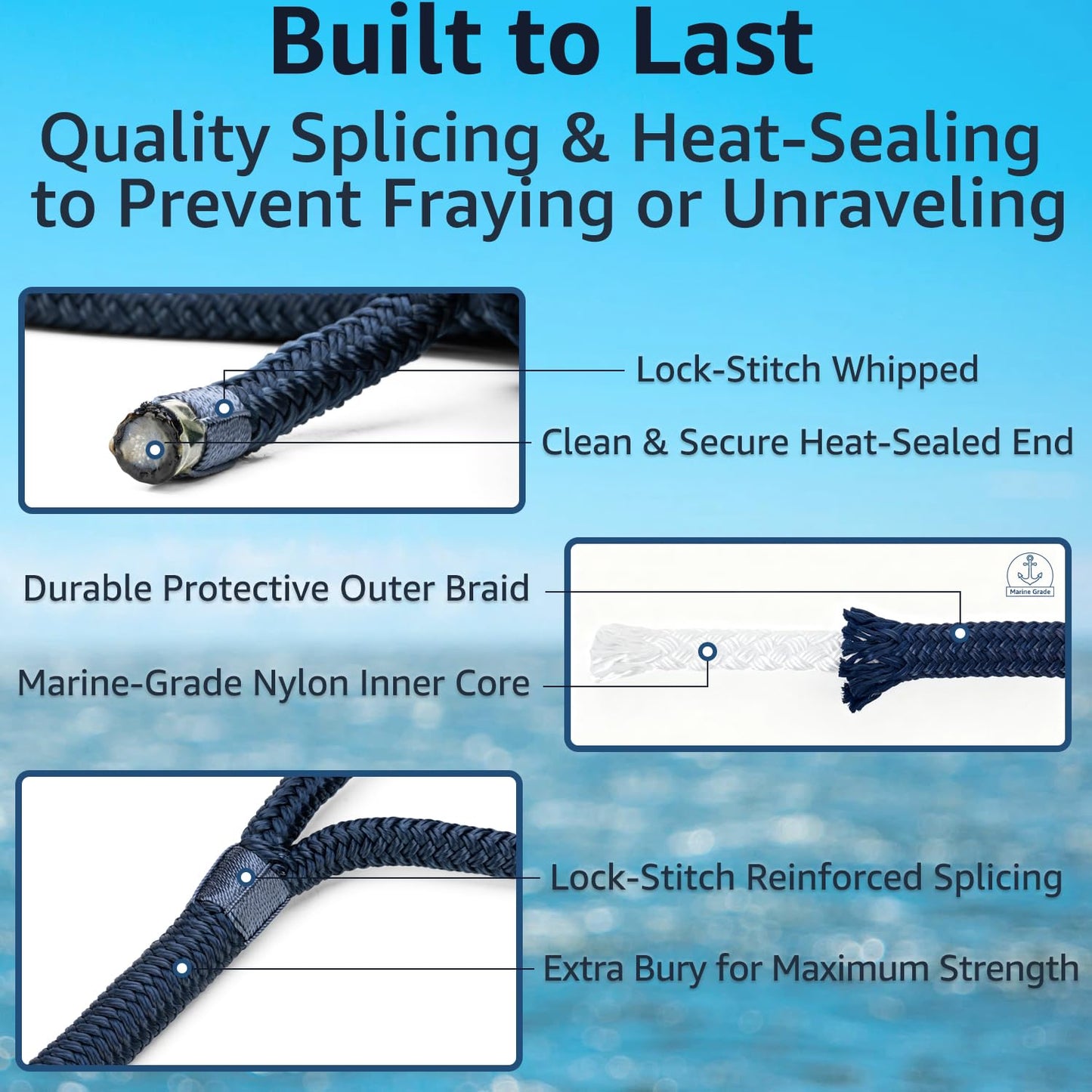 2-Pack Double Braid Nylon Boat Ropes