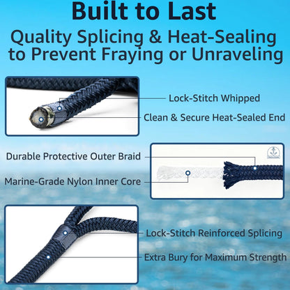 2-Pack Double Braid Nylon Boat Ropes