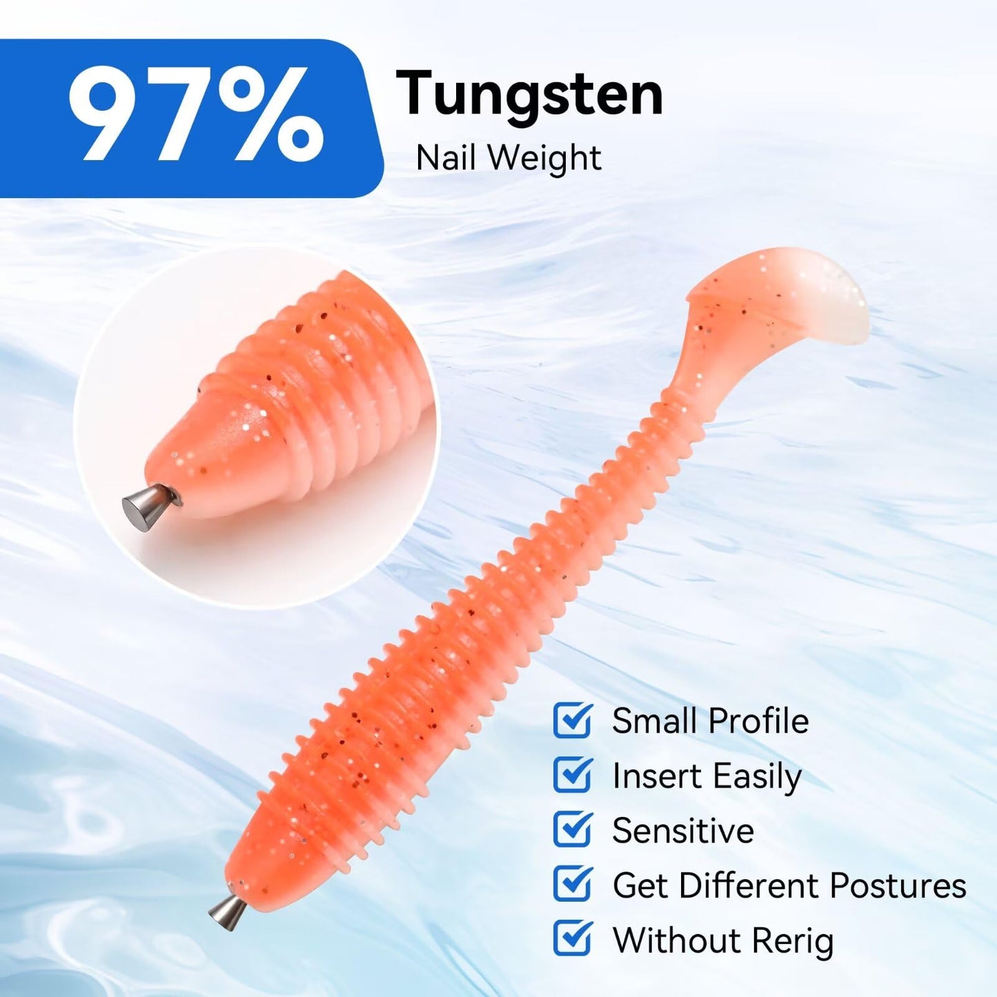12/20pcs Tungsten Nail Weights for Neko Wacky Rig Fishing