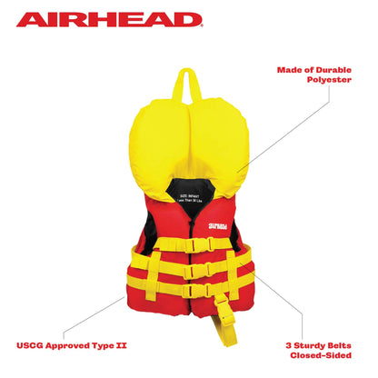 Airhead General Purpose Life Jacket for Adults & Kids - US Coast Guard Approved Life Vest