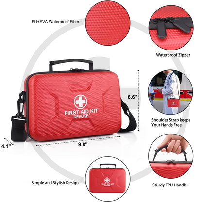 Gevoke 410 Piece Waterproof Hard Shell First Aid Kit for Home