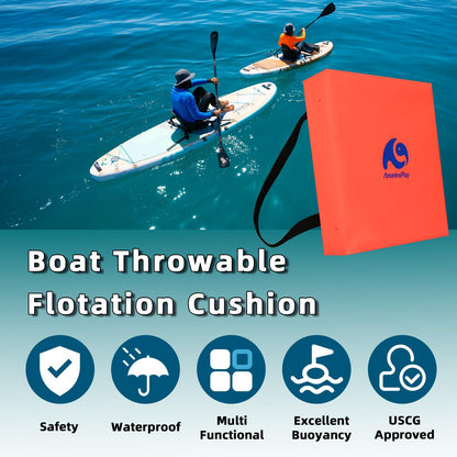2 Pack Throwable Flotation Cushion, USCG Approved Type IV PFD Boat Throw Seat Cushion Life Preserver