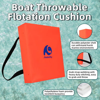 2 Pack Throwable Flotation Cushion, USCG Approved Type IV PFD Boat Throw Seat Cushion Life Preserver