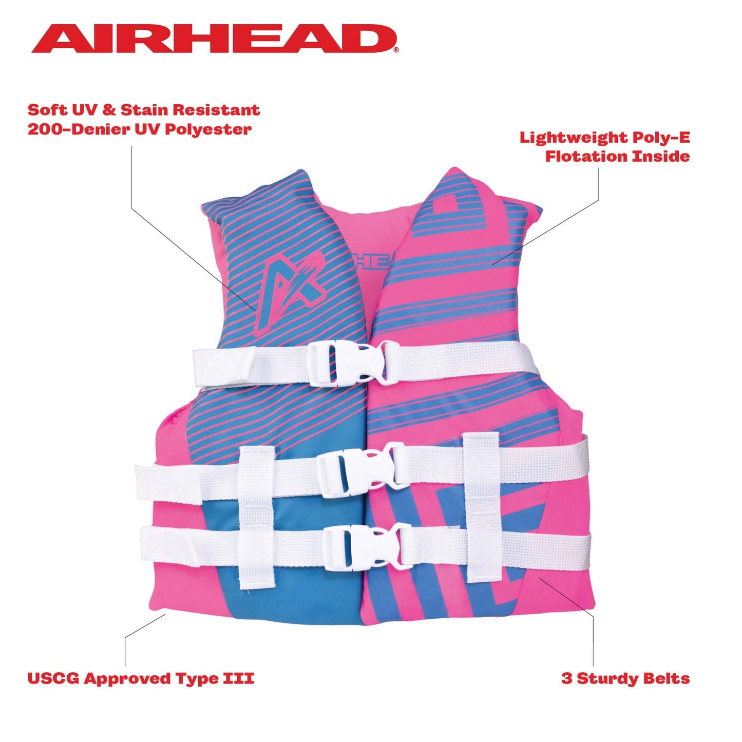 Airhead Trend Life Jacket for Adults & Kids - USCG Approved Life Vest