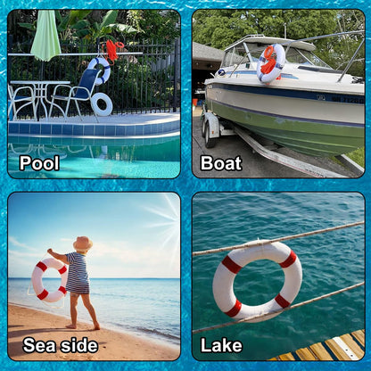 Lifebuoy Set 20Inch Life Preserver Ring and Water Floating Lifesaving Rope