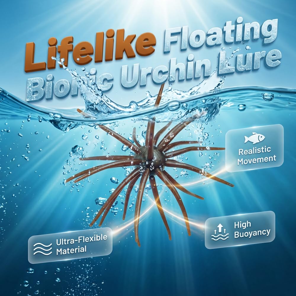 Simulation Sea Urchin Bait, 2026 Upgraded Sea Urchin Shape Fishing Lure, Versatile Soft Bait for Bass Fishing, Durable TPR Material Swimbait for Lake Fishing