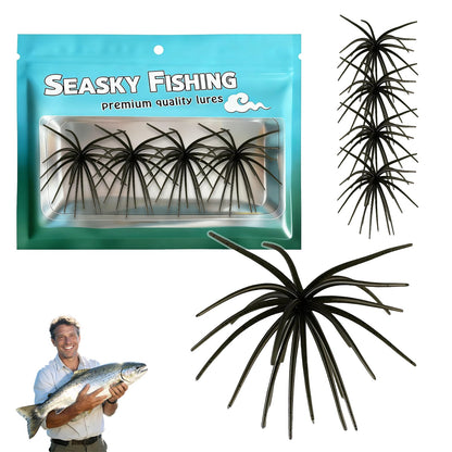 4Pcs Dice Bait, Floating TPR Swimbait with Reflective Stars,Tentacle Creature Lure, Sea Urchin Style Soft Plastic Baits, for Bass Fishing Drop Shot, Wacky Rig/Neko Rig and Finesse, Slow Sinking