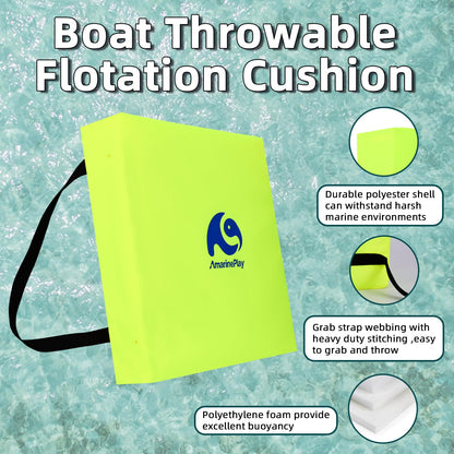 2 Pack Throwable Flotation Cushion, USCG Approved Type IV PFD Boat Throw Seat Cushion Life Preserver