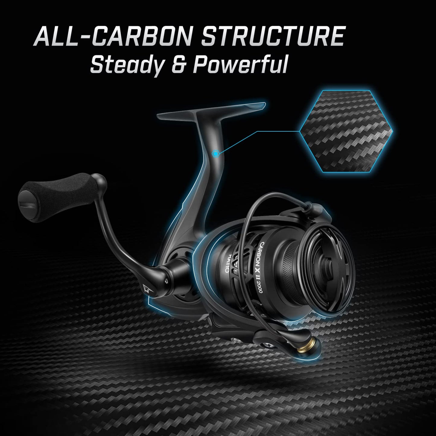 Piscifun Carbon X II Spinning Reels, Light to 5.5oz, Upgrade Carbon Frame Rotor, 22LBs Max Drag, 10+1 Shielded BB, 6.2:1/5.2:1, Smooth Powerful Freshwater Saltwater Spinning Fishing Reel