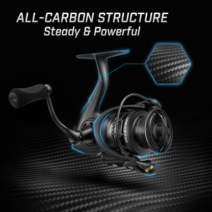 Piscifun Carbon X II Spinning Reels, Light to 5.5oz, Upgrade Carbon Frame Rotor, 22LBs Max Drag, 10+1 Shielded BB, 6.2:1/5.2:1, Smooth Powerful Freshwater Saltwater Spinning Fishing Reel