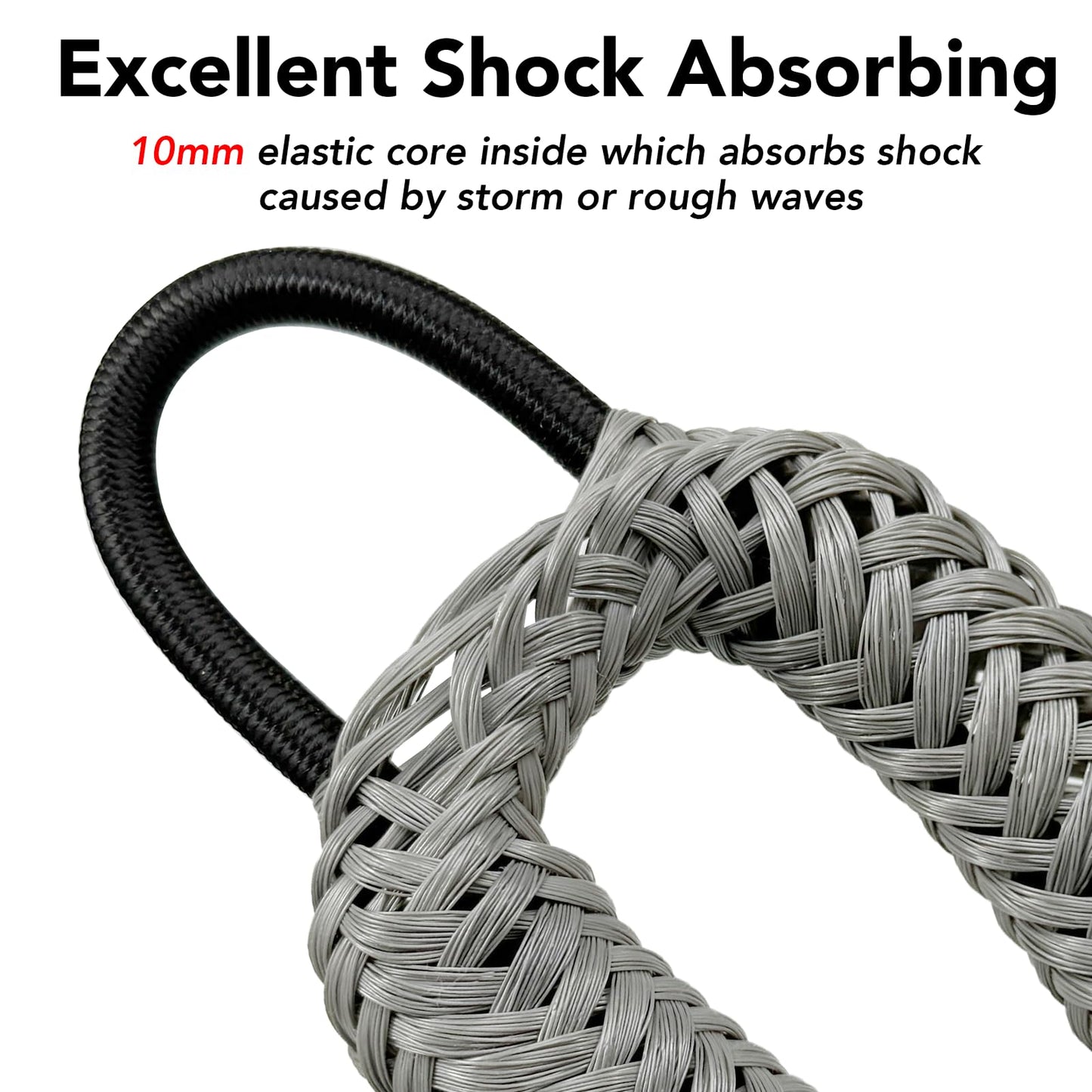 4 Feet Bungee Dock Line Mooring Rope 2-Pack for Docking