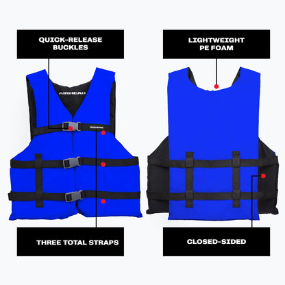 Airhead General Purpose Life Jacket for Adults & Kids - US Coast Guard Approved Life Vest