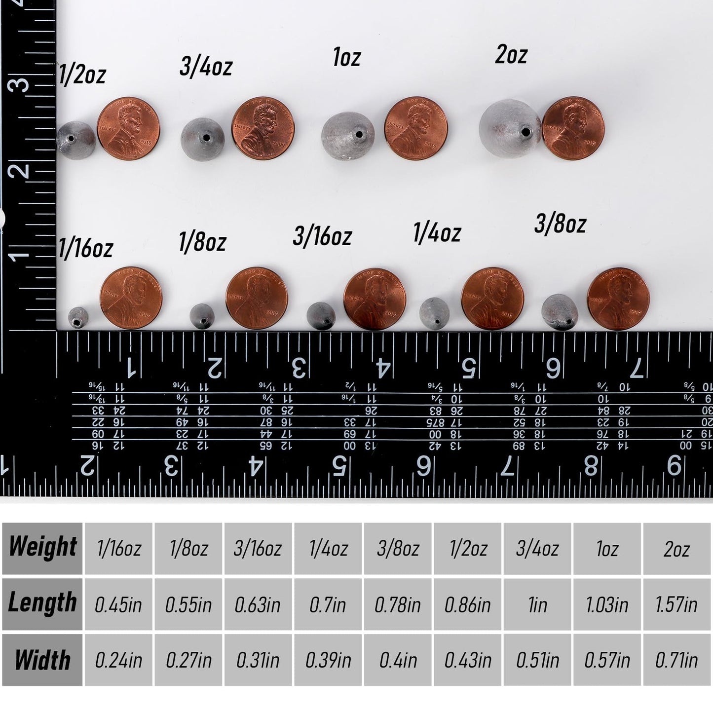 Dr.Fish 50 Pack Bullet Fishing Sinkers Worm Weights Lead Fishing Weights