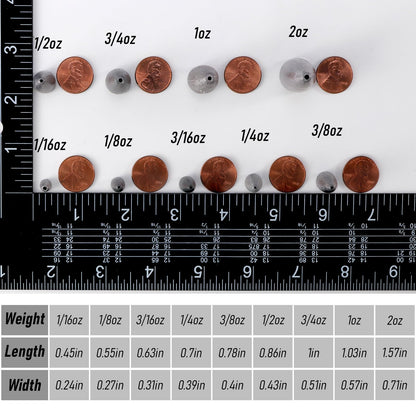 Dr.Fish 50 Pack Bullet Fishing Sinkers Worm Weights Lead Fishing Weights