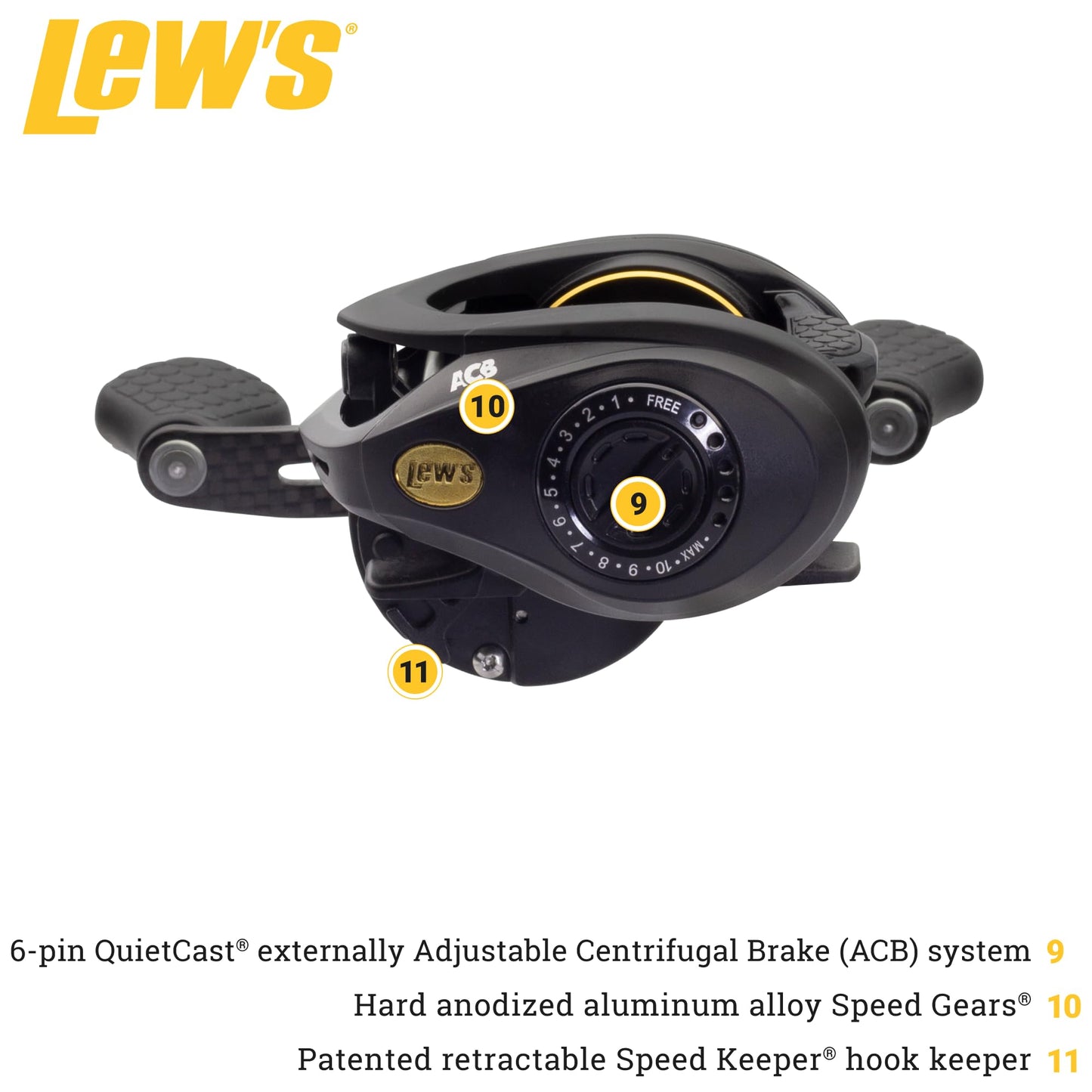 Lew's Tournament Pro LFS Speed Spool Baitcast Fishing Reel, Aluminum Frame, Premium 11 Stainless Steel Ball Bearings