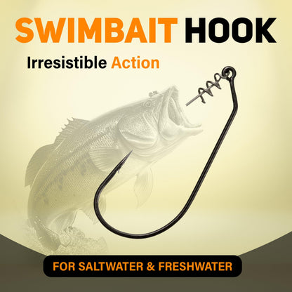 Reaction Tackle Swimbait Hooks for Bass Fishing - Soft Plastic Fishing Hooks with Centering Spring pin for Soft Plastic Swim Baits and Worm Lure Baits