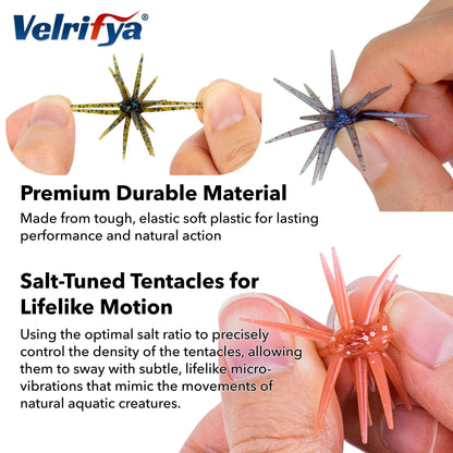 Tentacle Creature Lure, Japanese Style Soft Plastic Baits for Bass Fishing - for Drop Shot, Wacky Rig/Neko Rig and Finesse, Slow Sinking, Soft Bait by Velrifya