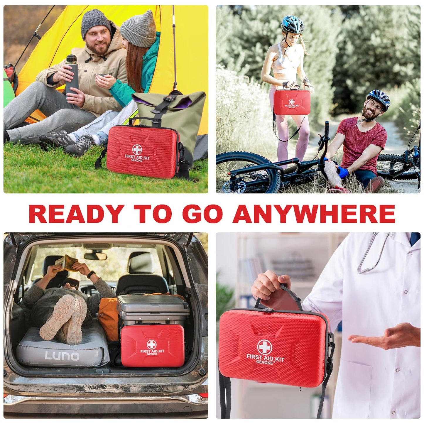 Gevoke 410 Piece Waterproof Hard Shell First Aid Kit for Home