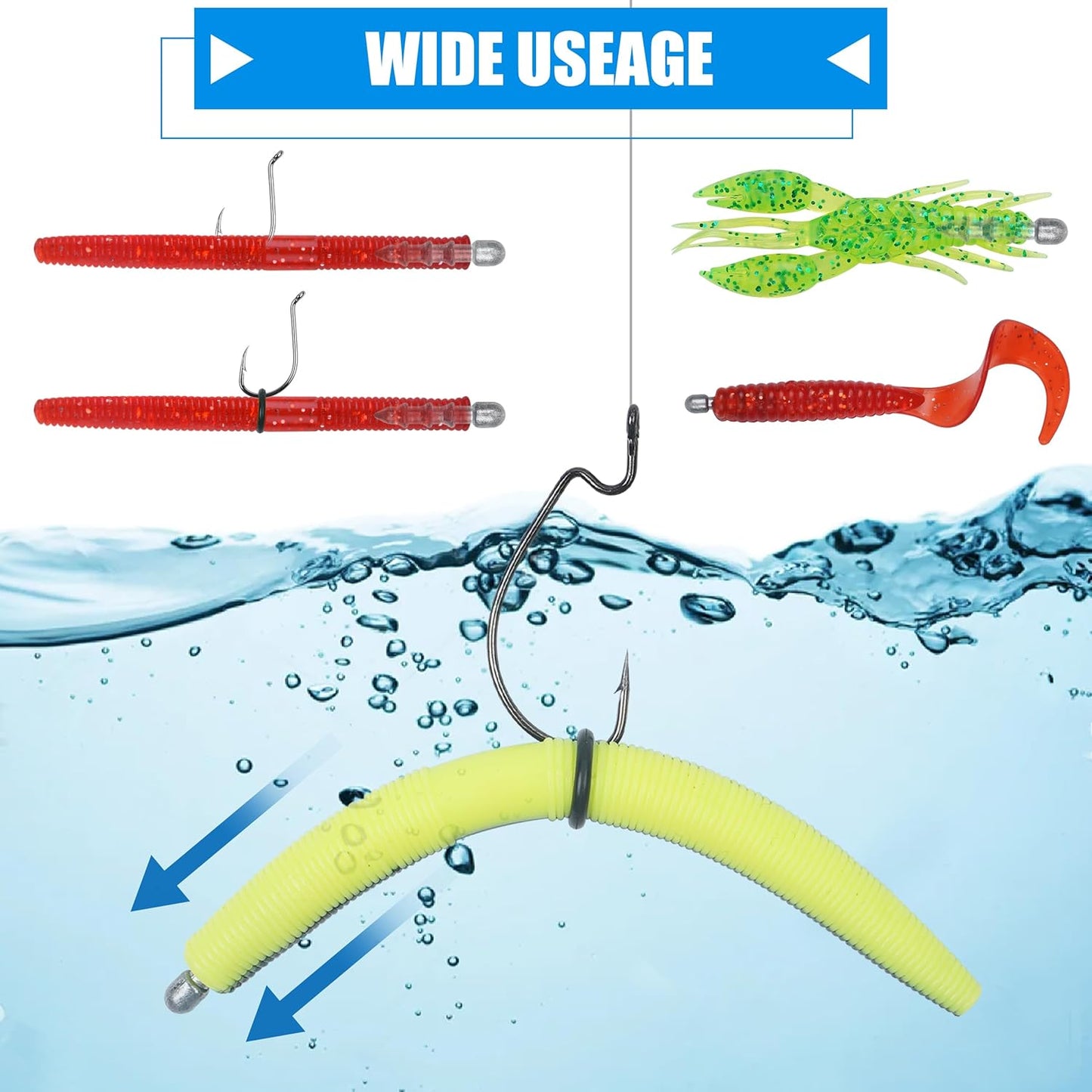 50pcs Fishing Nail Weights Kit Insert Sinkers Wacky Worm Weights
