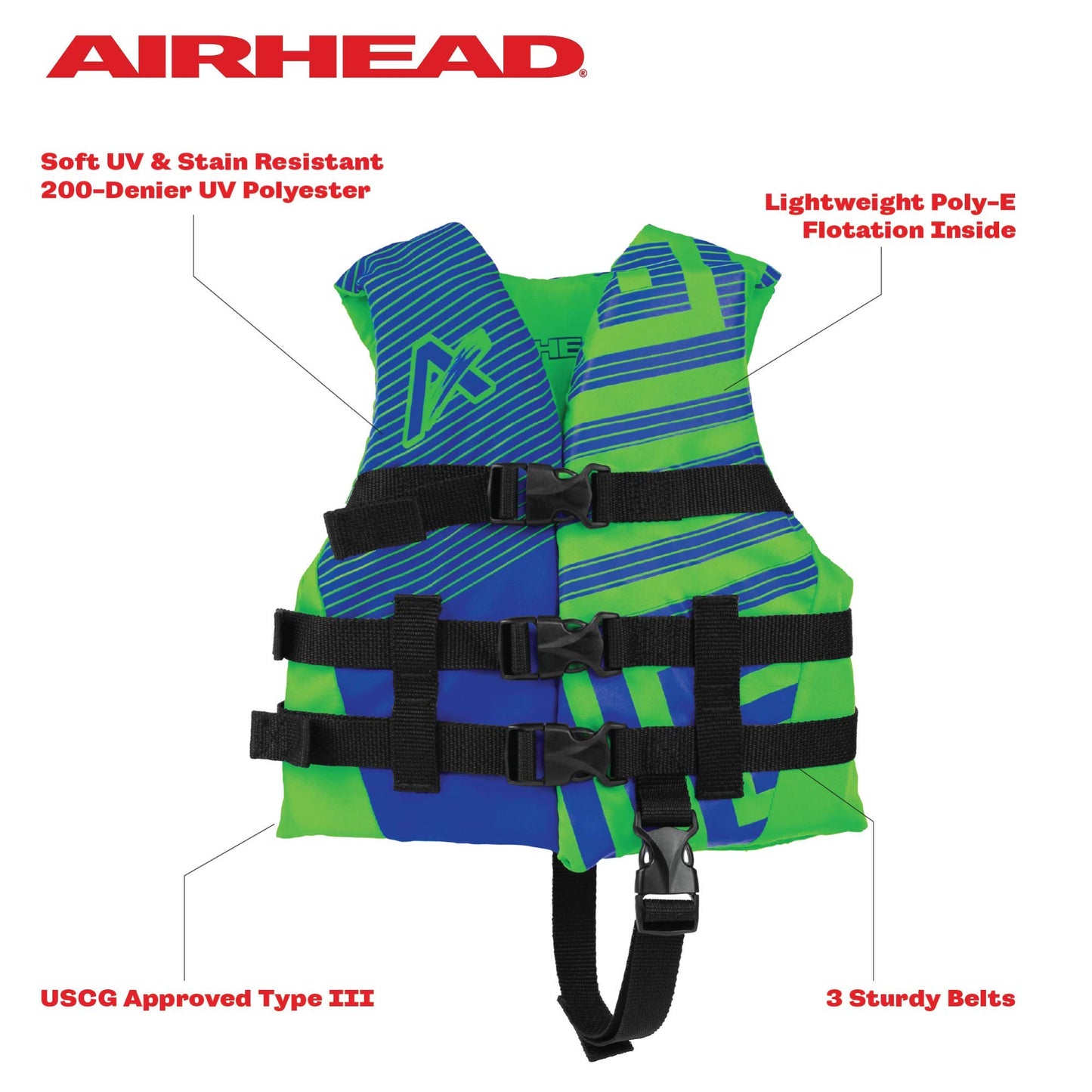 Airhead Trend Life Jacket for Adults & Kids - USCG Approved Life Vest