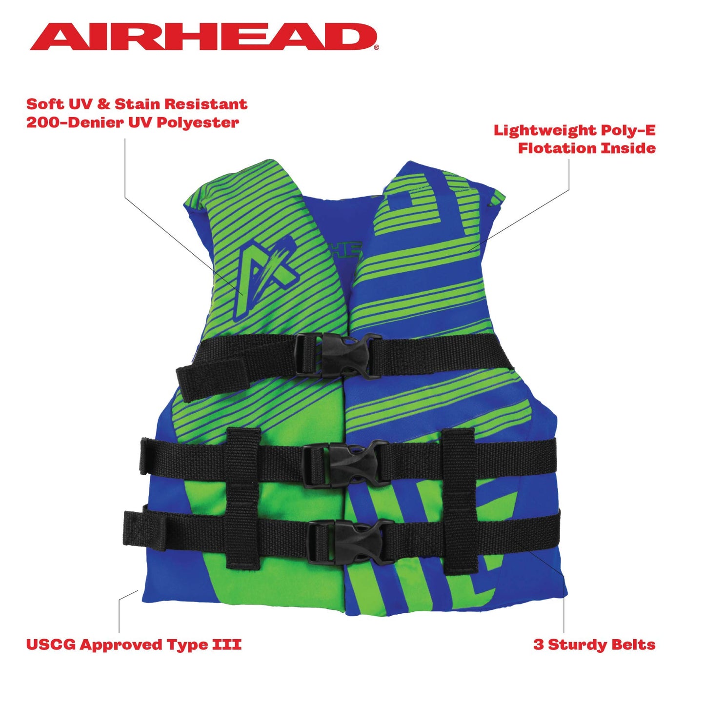 Airhead Trend Life Jacket for Adults & Kids - USCG Approved Life Vest