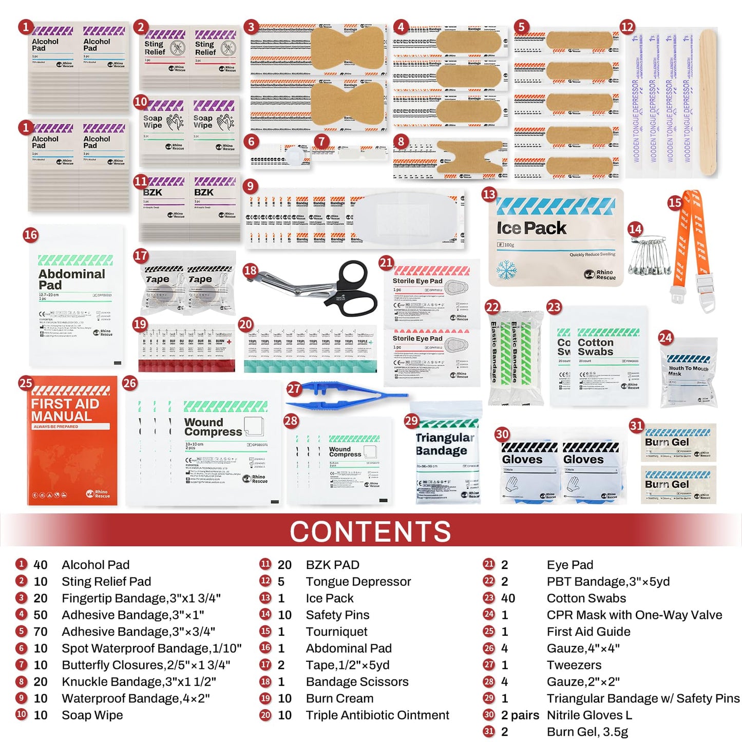 RHINO RESCUE 371 Pieces OSHA All-Purpose First Aid Kit