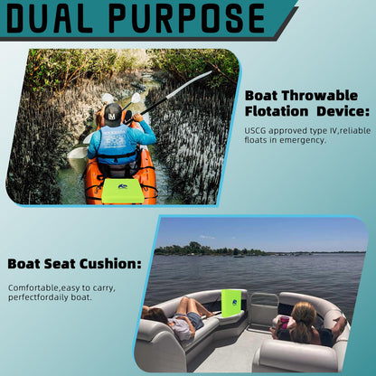 2 Pack Throwable Flotation Cushion, USCG Approved Type IV PFD Boat Throw Seat Cushion Life Preserver