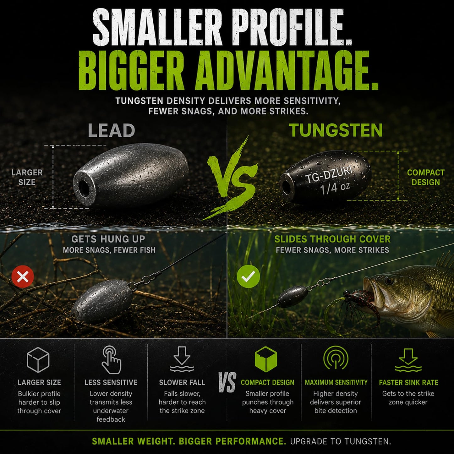 Tungsten Flipping Weights for Bass Fishing