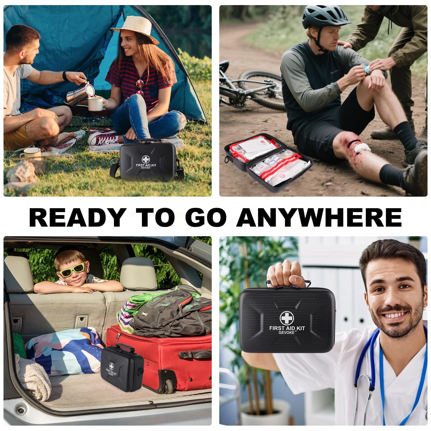 Gevoke 410 Piece Waterproof Hard Shell First Aid Kit for Home