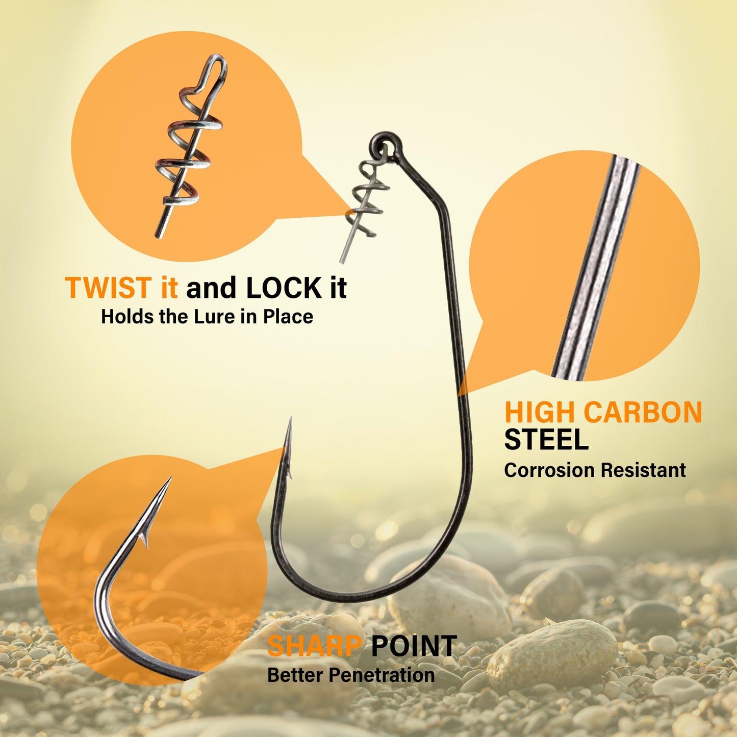 Reaction Tackle Swimbait Hooks for Bass Fishing - Soft Plastic Fishing Hooks with Centering Spring pin for Soft Plastic Swim Baits and Worm Lure Baits