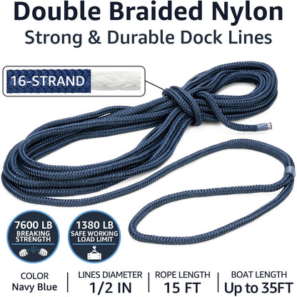 2-Pack Double Braid Nylon Boat Ropes