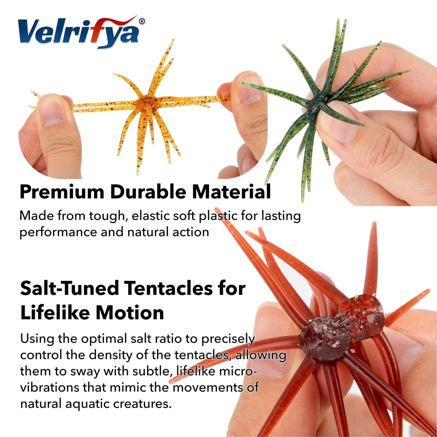 Tentacle Creature Lure, Japanese Style Soft Plastic Baits for Bass Fishing - for Drop Shot, Wacky Rig/Neko Rig and Finesse, Slow Sinking, Soft Bait by Velrifya