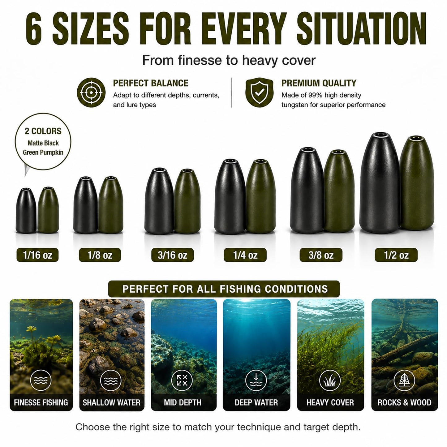 Tungsten Bullet Fishing Weights