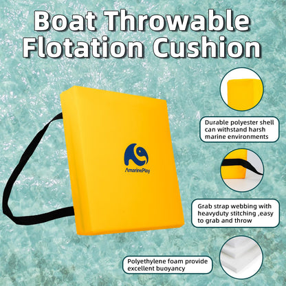 2 Pack Throwable Flotation Cushion, USCG Approved Type IV PFD Boat Throw Seat Cushion Life Preserver