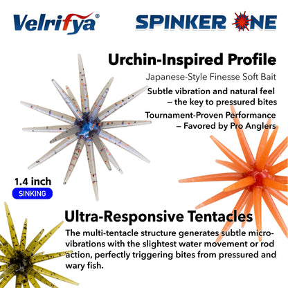 Tentacle Creature Lure, Japanese Style Soft Plastic Baits for Bass Fishing - for Drop Shot, Wacky Rig/Neko Rig and Finesse, Slow Sinking, Soft Bait by Velrifya