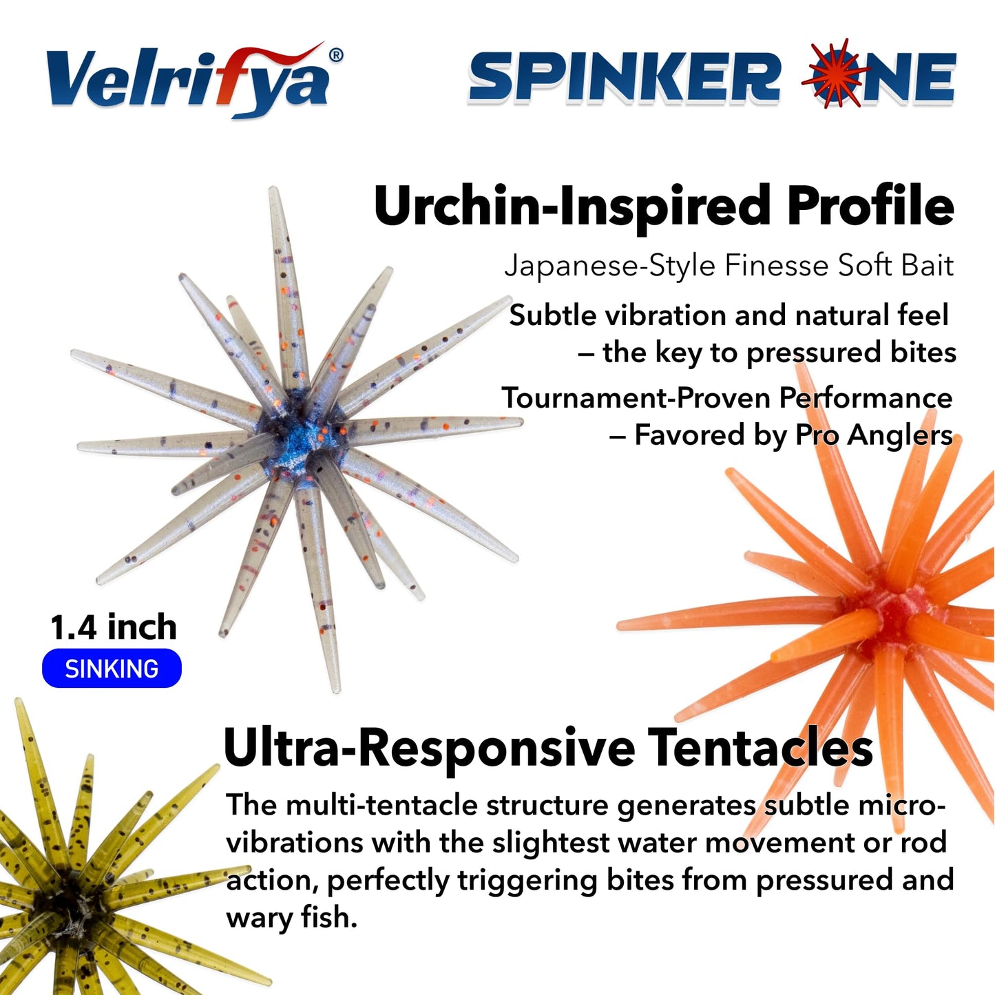 Tentacle Creature Lure, Japanese Style Soft Plastic Baits for Bass Fishing - for Drop Shot, Wacky Rig/Neko Rig and Finesse, Slow Sinking, Soft Bait by Velrifya