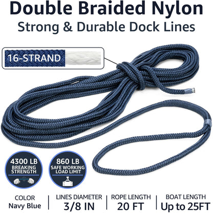 2-Pack Double Braid Nylon Boat Ropes