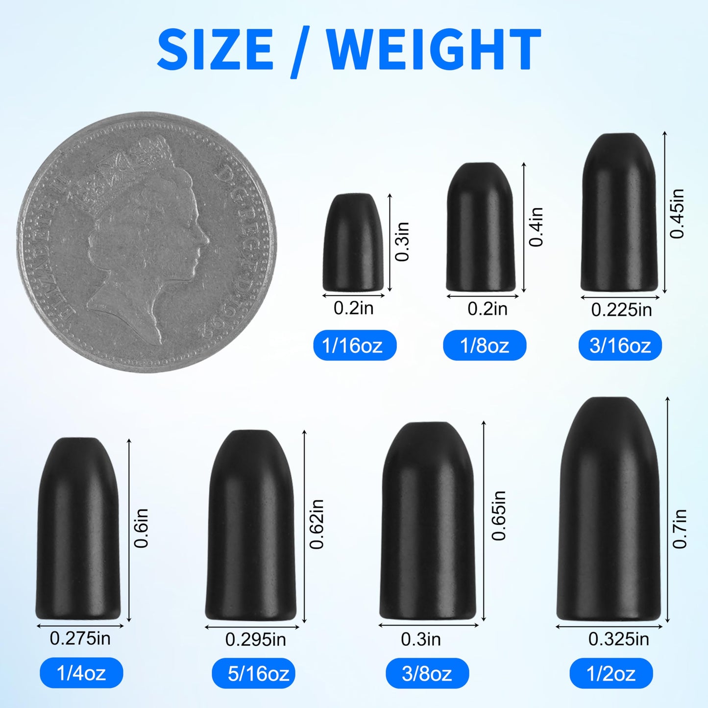 Tungsten Bullet Sinkers Fishing Weights