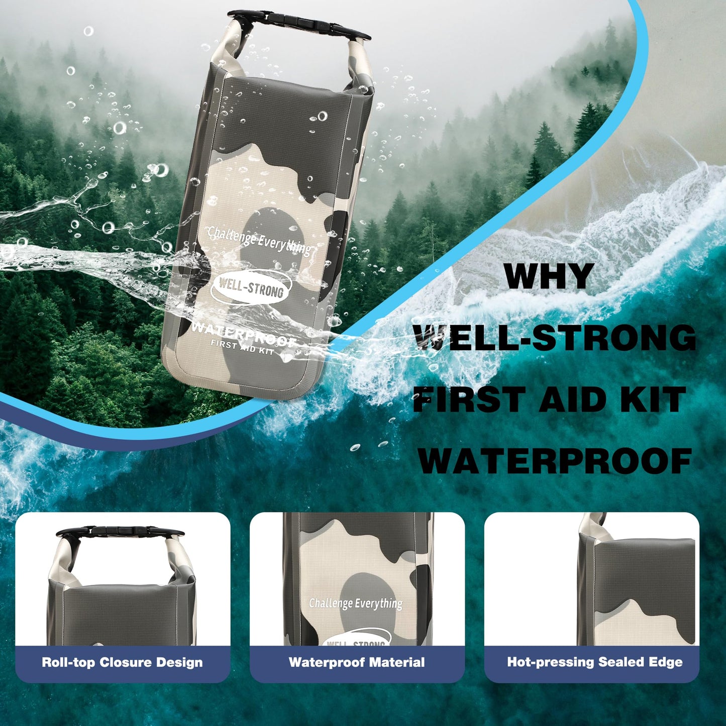 Waterproof First Aid Kit Roll Top Boat Emergency Kit