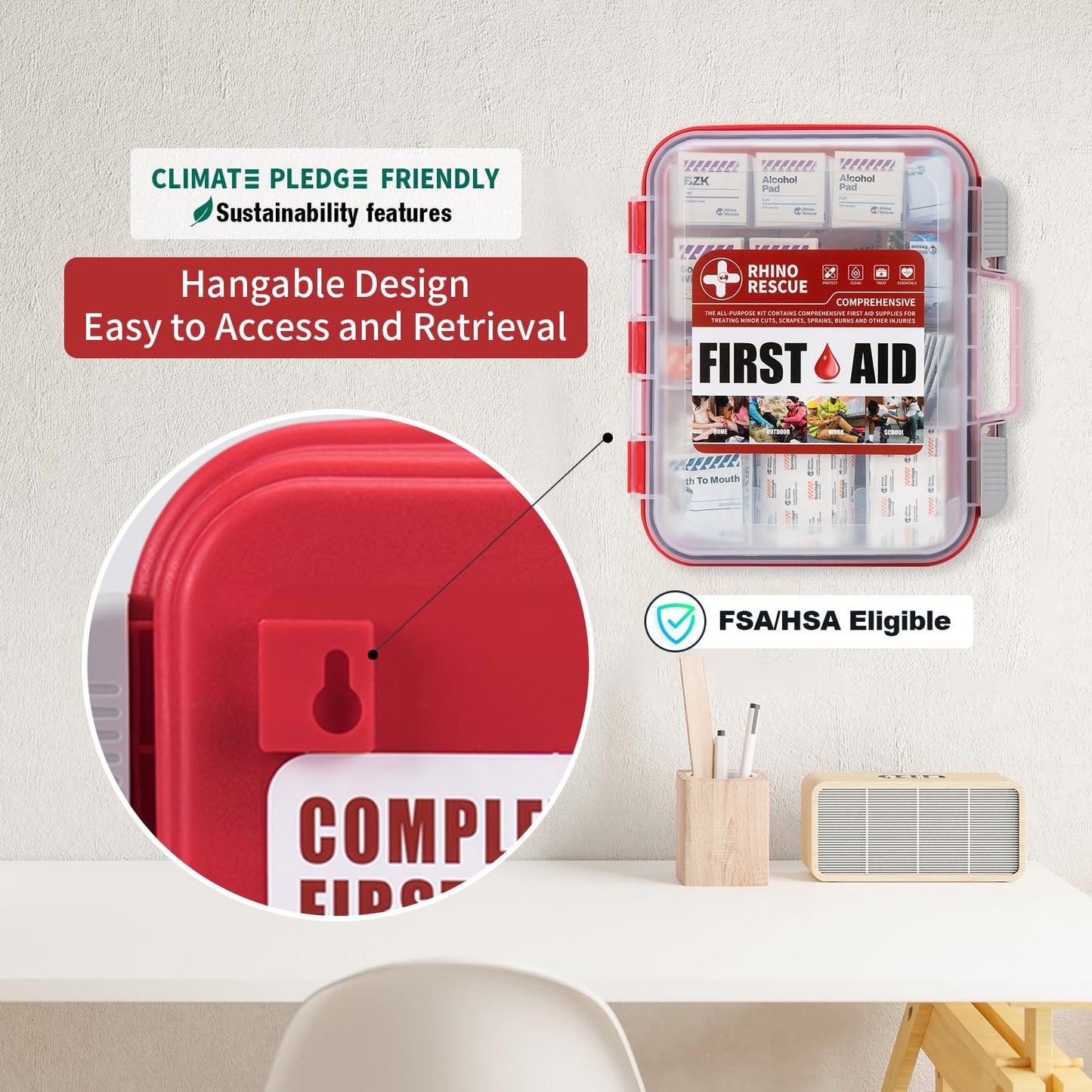 RHINO RESCUE 371 Pieces OSHA All-Purpose First Aid Kit