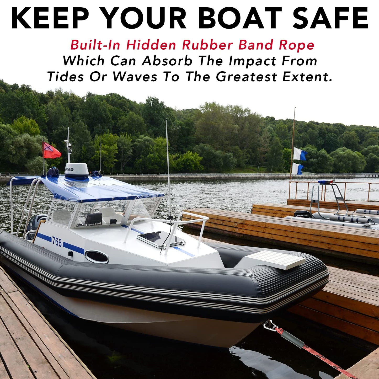 4 Feet Bungee Dock Line Mooring Rope 2-Pack for Docking