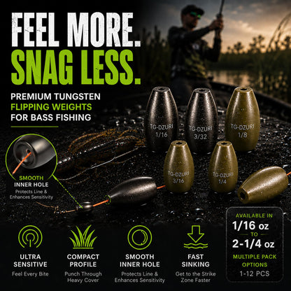 Tungsten Flipping Weights for Bass Fishing
