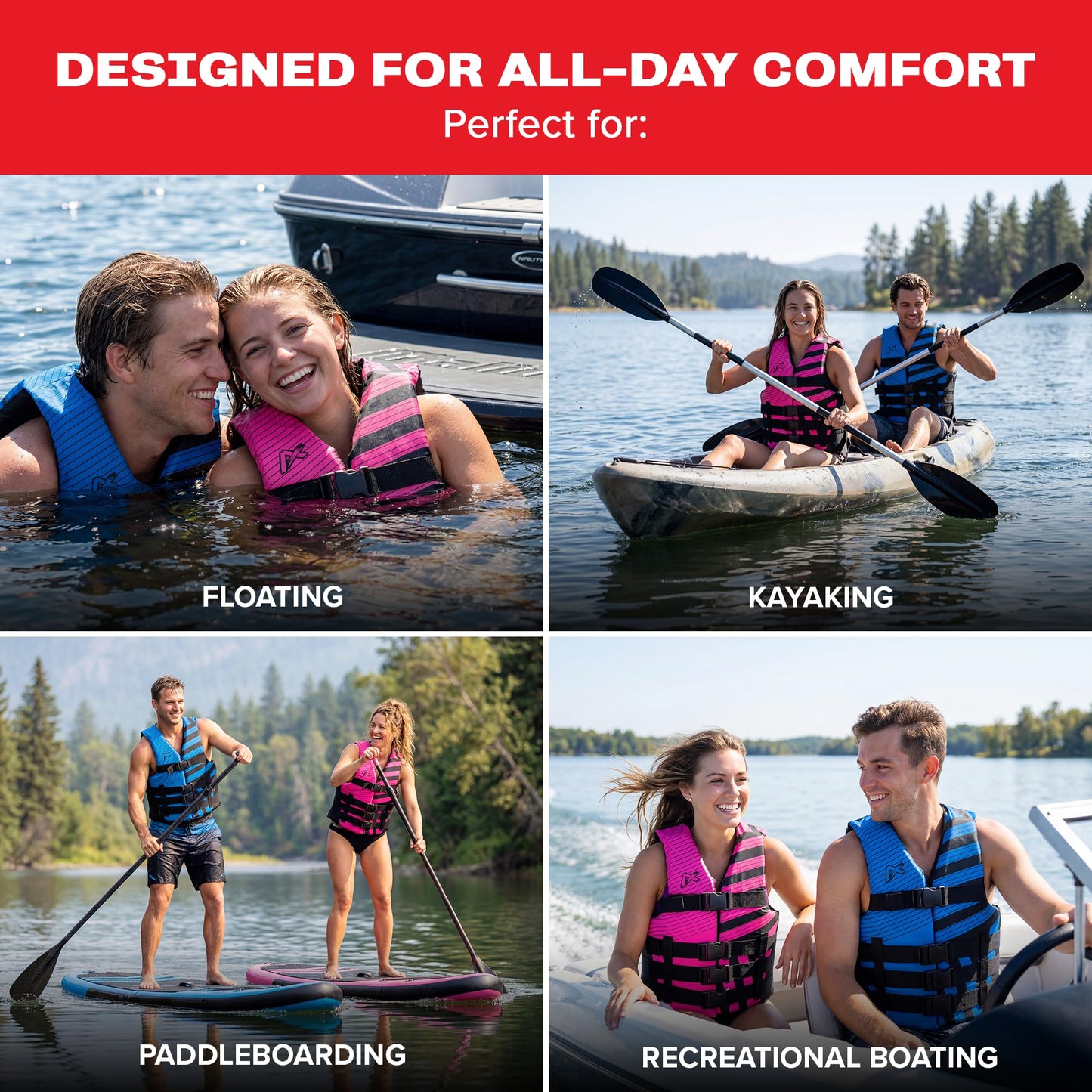 Airhead Trend Life Jacket for Adults & Kids - USCG Approved Life Vest