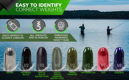 Reaction Tackle Tungsten Worm Weights for Bass Fishing