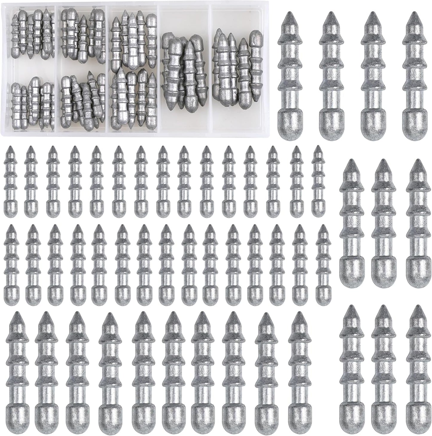 50pcs Fishing Nail Weights Kit Insert Sinkers Wacky Worm Weights