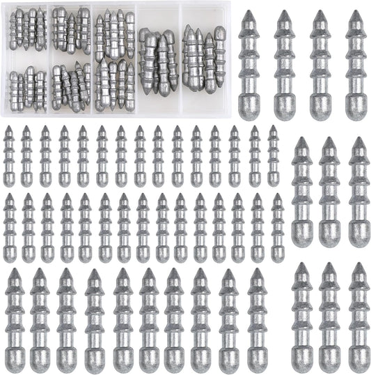 50pcs Fishing Nail Weights Kit Insert Sinkers Wacky Worm Weights